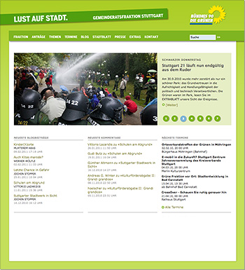 Website Bündnis 90/Die Grünen im Stuttgarter Gemeinderat